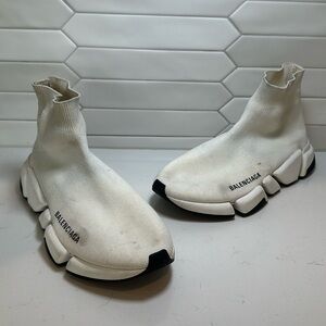 Balenciaga Women’s White Speed 2.0 Knit High-Top Sneaker Shoes Size 7
